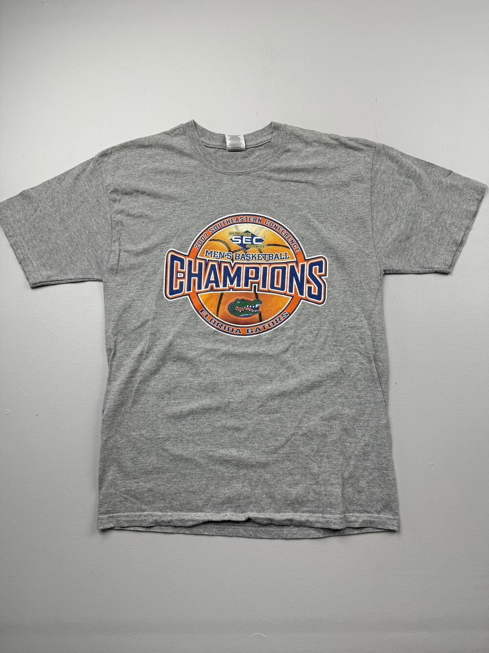 Florida Gators Shirt Mens Large Gray NCAA Basketball Jerzees 2007 Champs